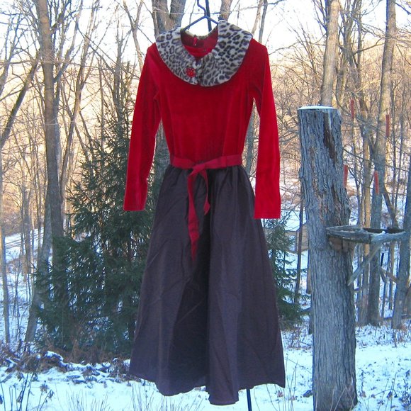 American Girl Other - New American Girl Chocolate Cherry Holiday Christmas Dress For Girls SZ 14